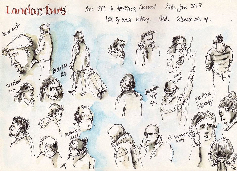 quick sketches from London bus